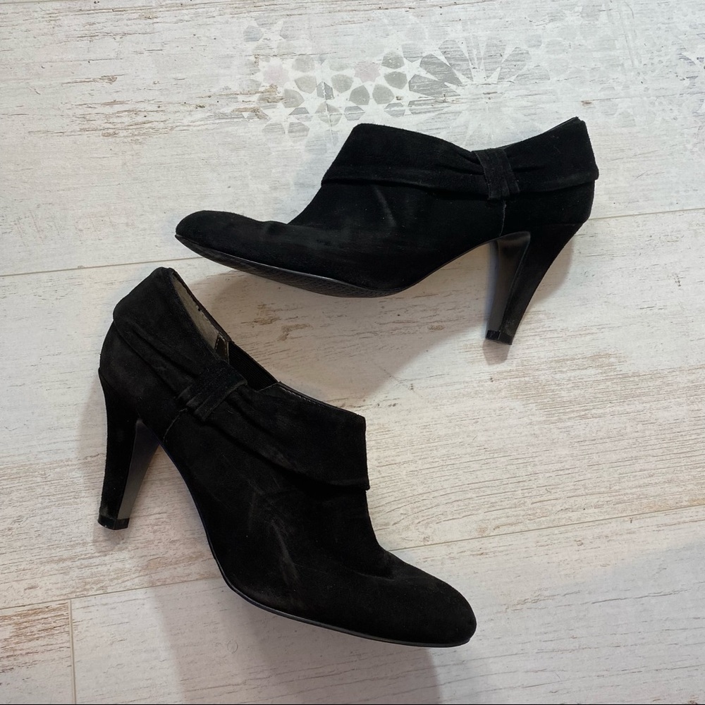 Tahari Grant Black Suede Heeled Booties